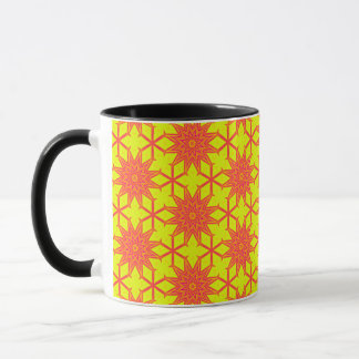 Orange Sternenblume auf Gelb  Tasse