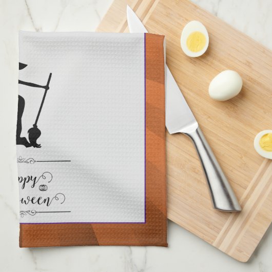 Orange Sternexplosion Hexe Halloween Geschirrtuch (Viertel Falte)