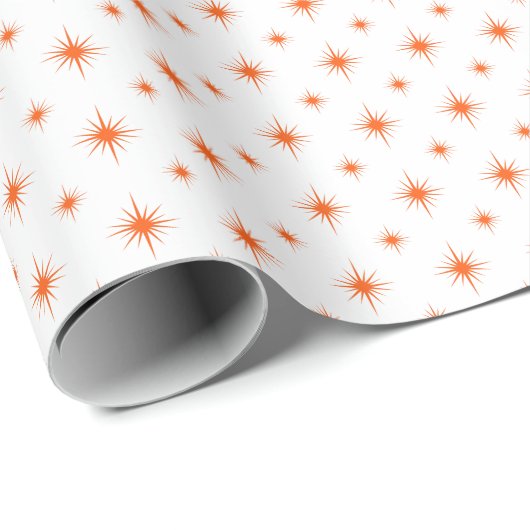 Orange Sternexplosion Pattern Retro Weihnachten Geschenkpapier (Rolleneckpunkt)