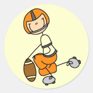 Orange-Stick-Figur-Fußball-T-Shirts und Geschenke Runder Aufkleber