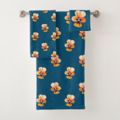 Orange Stiefmütterchen Badhandtuch Set (Insitu)