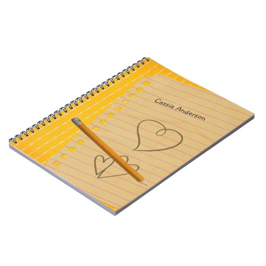 Orange Stift und Doodles Notebook Notizblock (Linke Seite)