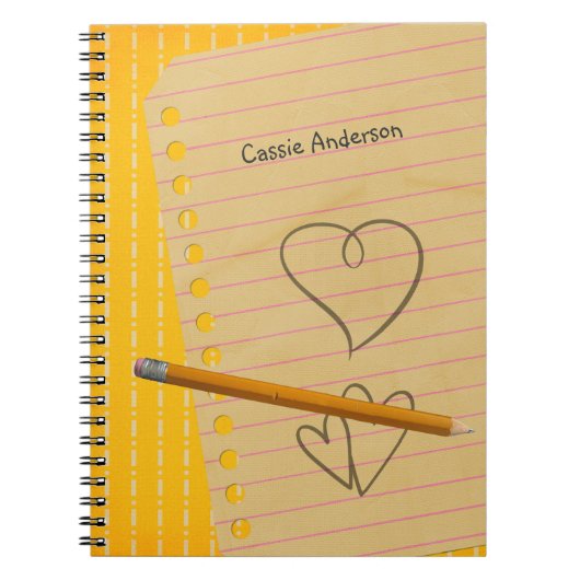 Orange Stift und Doodles Notebook Notizblock (Vorderseite)