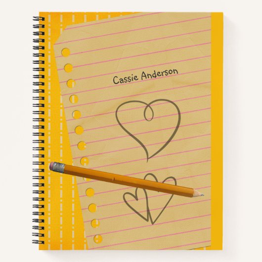 Orange Stift und Doodles Notebook Notizblock (Vorderseite)