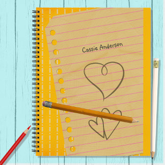 Orange Stift und Doodles Notebook Notizblock