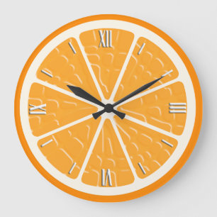 Orange-Stilisierte Fruchtscheibe Große Wanduhr
