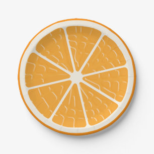 Orange-Stilisierte Fruchtscheibe Pappteller