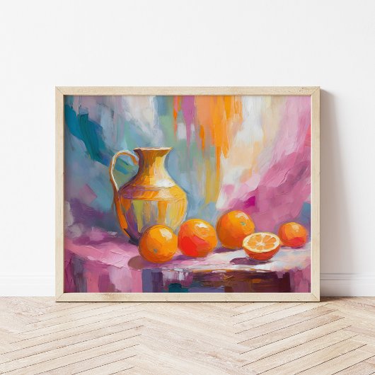 Orange Still Life Moderne beeindruckende Kunst Poster