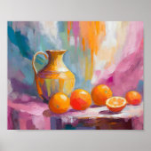 Orange Still Life Moderne beeindruckende Kunst Poster (Vorne)