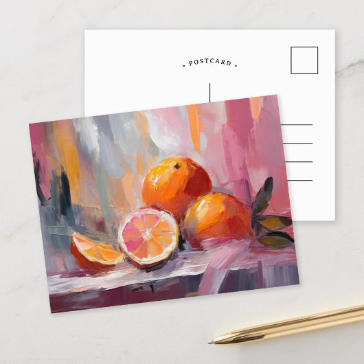Orange Still Life Moderne beeindruckende Kunst Postkarte
