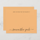 Orange Stilvolle Skripte Elegant Minimalistisch Mitteilungskarte (Vorne/Hinten)