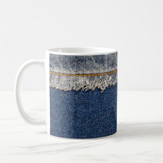 Orange Stitch, Double Denim Patch. Kaffeetasse (Links)