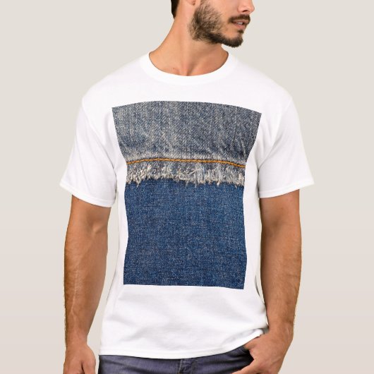 Orange Stitch, Double Denim Patch. T-Shirt (Vorderseite)