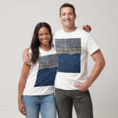 Orange Stitch, Double Denim Patch. T-Shirt (Unisex)