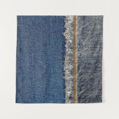 Orange Stitch, Double Denim Patch. Wandteppich (Vorderseite (Horizontal))