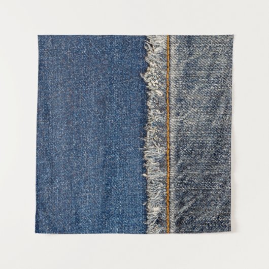 Orange Stitch, Double Denim Patch. Wandteppich (Vorderseite (Horizontal))