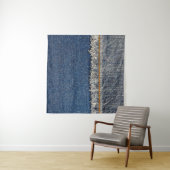 Orange Stitch, Double Denim Patch. Wandteppich (Beispiel (Horizontal))