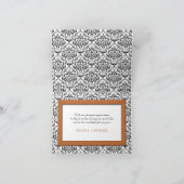 Orange Stitched Damask Vielen Dank Notizkarten Dankeskarte (Innenseite)