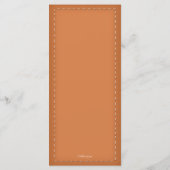 Orange Stitched Damask Wedding Empfang Menu Menükarte (Rückseite)