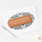 Orange Stitched Damask Wedding Large Favor Sticker (Umschlag)