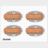 Orange Stitched Damask Wedding Large Favor Sticker (Blatt)