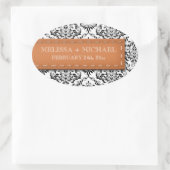 Orange Stitched Damask Wedding Large Favor Sticker (Tasche)