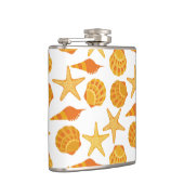 Orange Strand-Muschel-Muster Flachmann (Rechts)