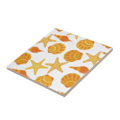 Orange Strand-Muschel-Muster Fliese (Seite)