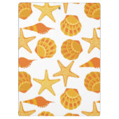 Orange Strand-Muschel-Muster Klemmbrett (Rückseite)