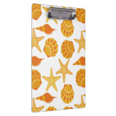 Orange Strand-Muschel-Muster Klemmbrett (Rechts)