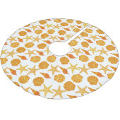 Orange Strand-Muschel-Muster Polyester Weihnachtsbaumdecke (Schrägansicht)