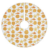 Orange Strand-Muschel-Muster Polyester Weihnachtsbaumdecke (Vorderseite)