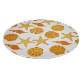 Orange Strand-Muschel-Muster Schneidebrett (Ecke)