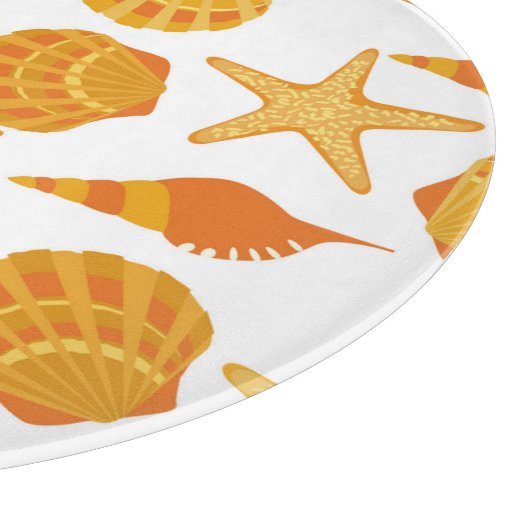 Orange Strand-Muschel-Muster Schneidebrett (Ecke)
