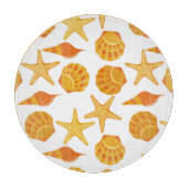 Orange Strand-Muschel-Muster Schneidebrett (Vorderseite)