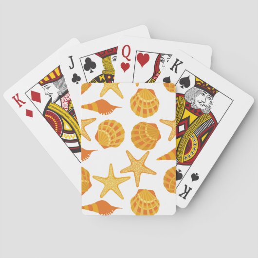 Orange Strand-Muschel-Muster Spielkarten (Rückseite)