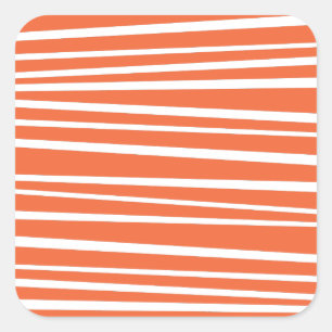 Orange Streifen-Aufkleber Quadratischer Aufkleber