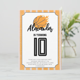 Orange Streifen Basketball Geburtstagsfeier Einladung