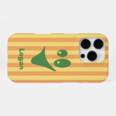 Orange Streifen Grüner Quirkiger Smiley iPhone Hülle (Rückseite (Horizontal))