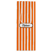 Orange Streifen Muster Personalisiert Geschenktüte Für Weinflaschen (Vorderseite)