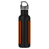 Orange Streifen Retro Stil anpassen! Edelstahlflasche (Rückseite)