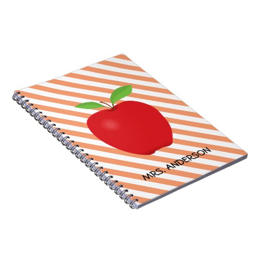 Orange Streifen, roter personalisierter Lehrer Notizblock (Rechte Seite)