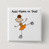 Orange Strichmännchen-Eis-Skater-Knopf Button (Vorderseite)