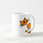 Orange Strichmännchen-Katzen-Tasse Kaffeetasse (VorderseiteRechts)