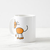 Orange Strichmännchen-Katzen-Tasse Kaffeetasse (Vorderseite Links)