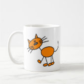 Orange Strichmännchen-Katzen-Tasse Kaffeetasse (Links)