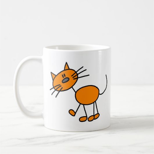 Orange Strichmännchen-Katzen-Tasse Kaffeetasse (Links)