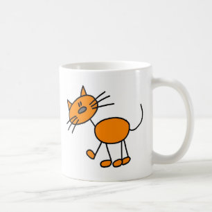 Orange Strichmännchen-Katzen-Tasse Kaffeetasse