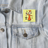 Orange Strichmännchen-Mädchen-Absolvent Button (Beispiel)