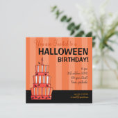 Orange Strickbäume Geburtstag Einladung (Stehend Vorderseite)
